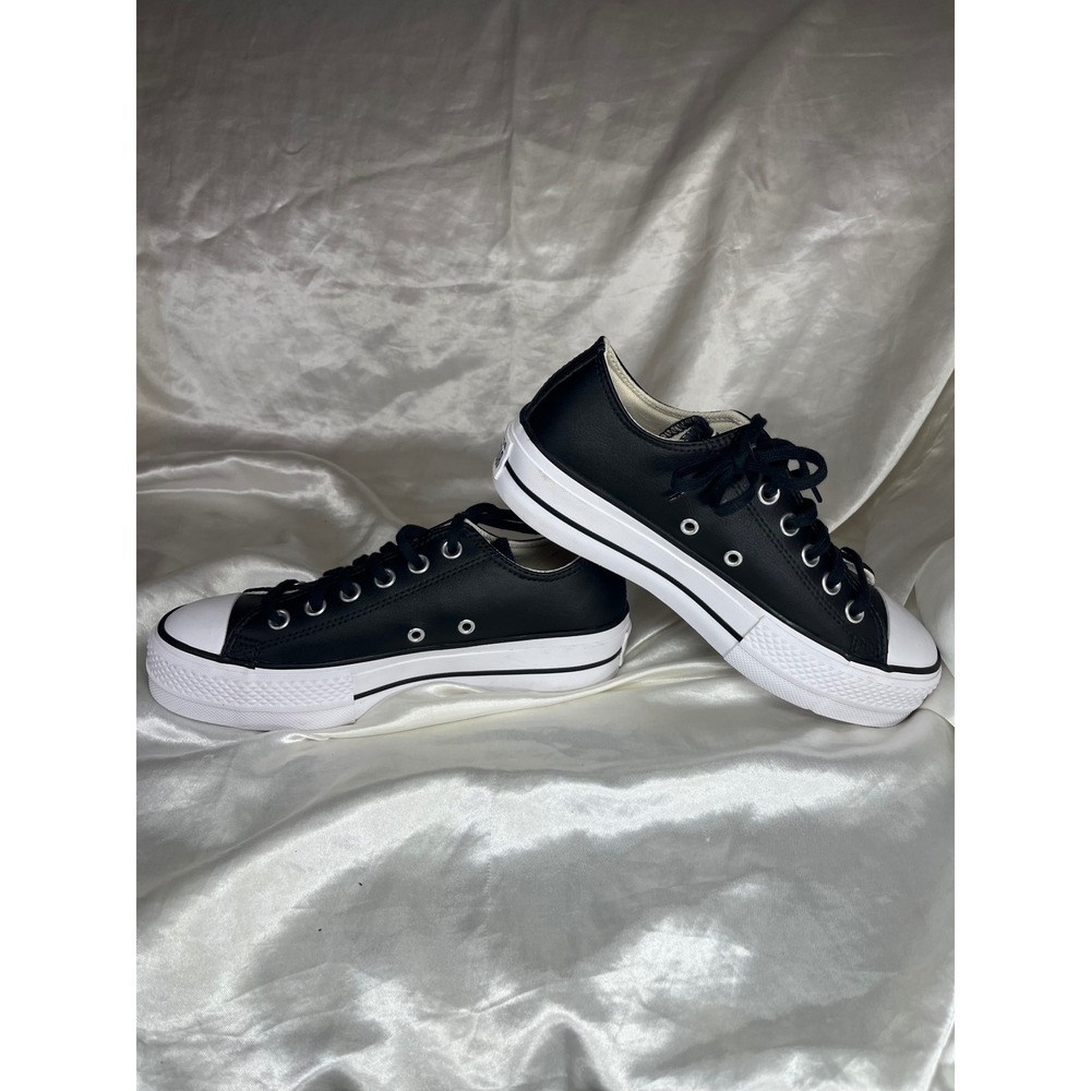 Converse Chuck Taylor All Star Lift Women Size 7 Black Leather Platform Sneaker - Picture 2 of 9